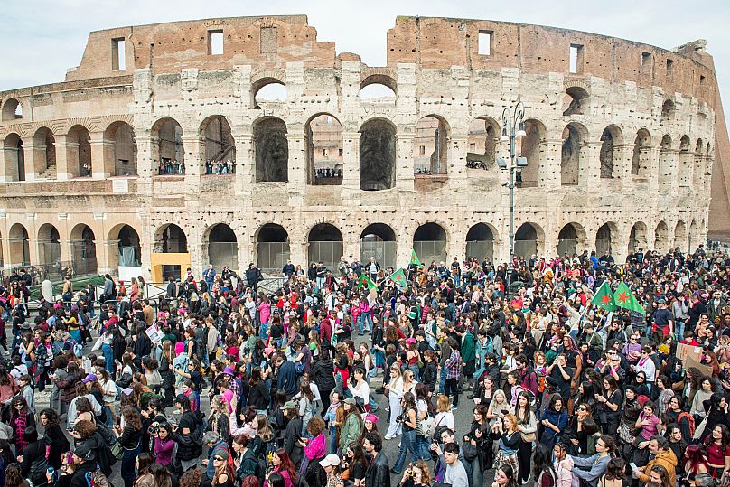 Manifestación en Italia por el día Internacional de la Mujer 2025