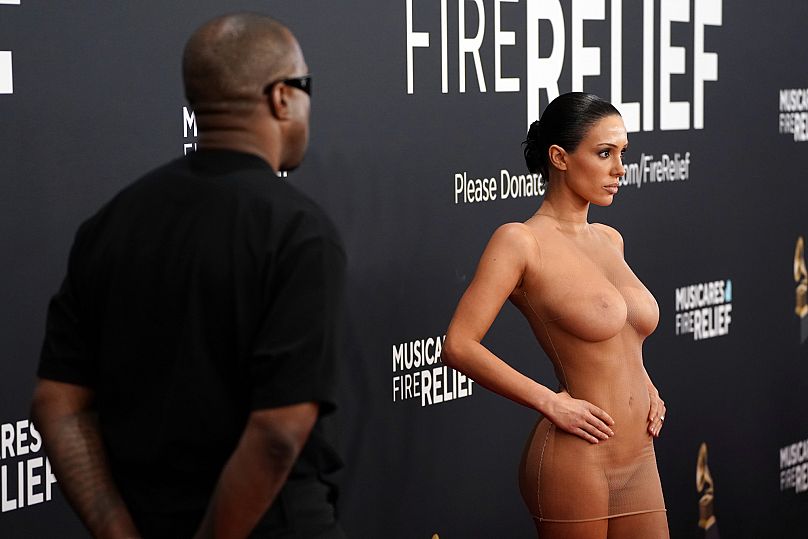 Kanye West and Bianca Censori on this year's Grammys red carpet