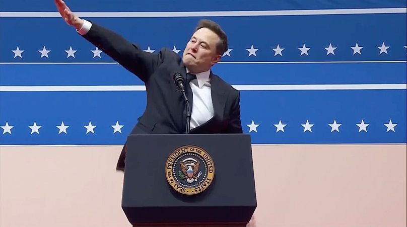 Musk at an indoor Presidential Inauguration parade event in Washington - Monday 20 Jan. 2025