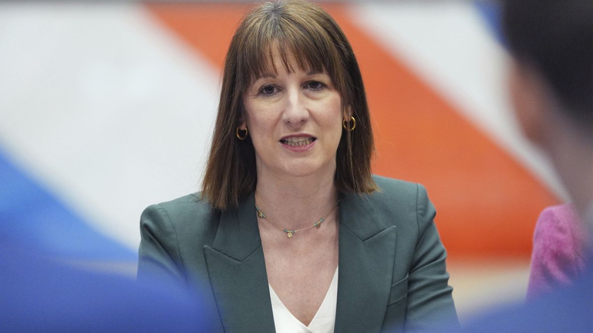 Britain's Chancellor of the Exchequer Rachel Reeves hosts a roundtable with the defence sector at RAF Waddington in Lincolnshire, England, Friday Feb. 28, 2025.