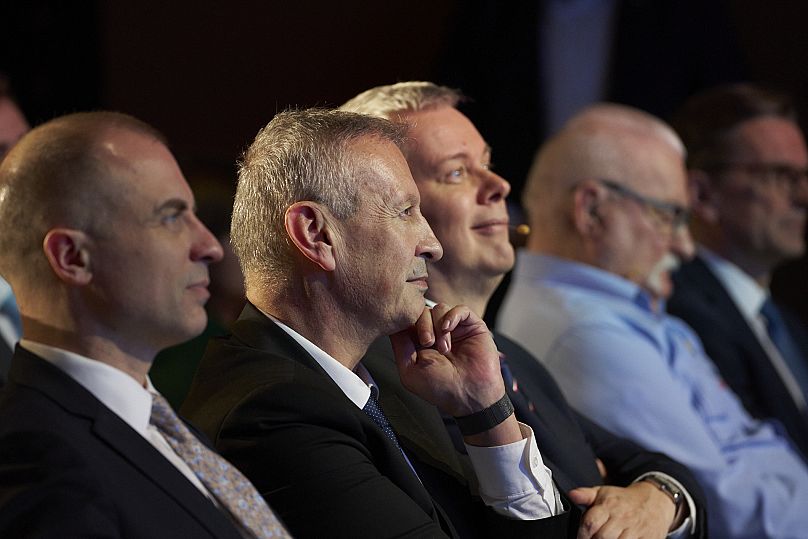 Od lewej: Tomasz Szatkowski - doradca społeczny prezydenta RP, rzecznik MSW Jacek Dobrzyński, minister spraw wewnętrznych Tomasz Siemoniak, 13.03.2025 Warszawa