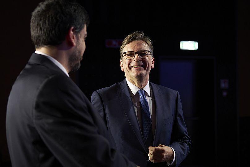 Od lewej: Pedro Vargas David - prezes zarządu i Claus Strunz - prezes, redaktor naczelny Euronews, 13.03.2025, Warszawa