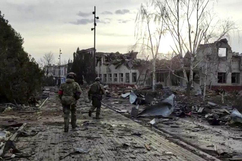 Sudzha, the biggest town in the Kursk region of Russia after it was taken over by Russian troops, 15/03/2025 (Russian Defense Ministry Press Service via AP)