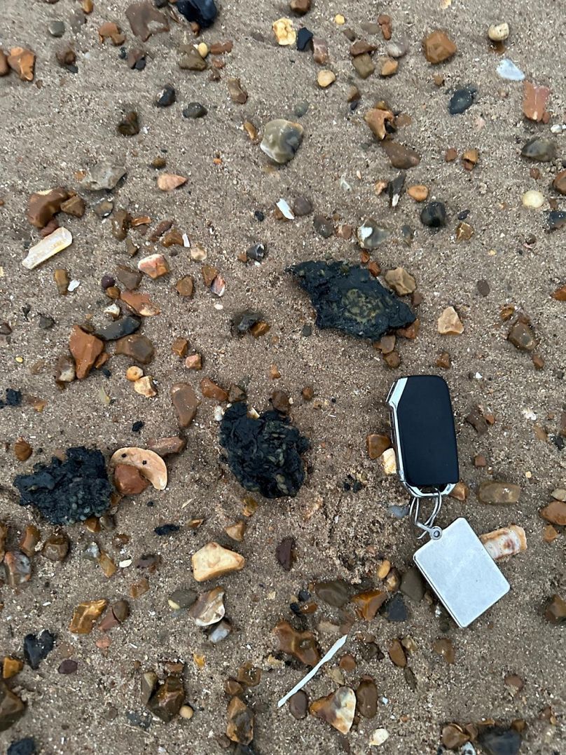 Plastic nurdles identified on the shore.