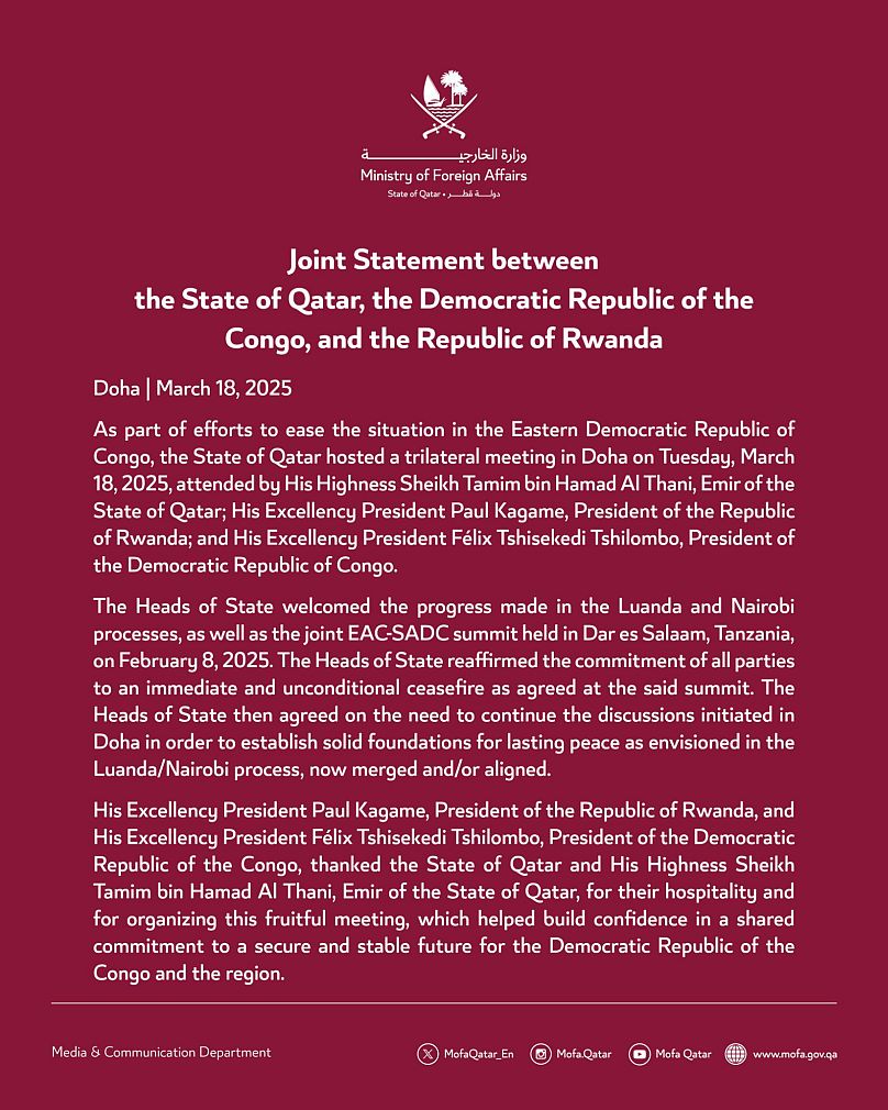 A statement by the Emir of Qatar after meeting Presidents of both Congo and Rwanda