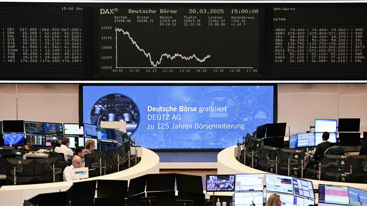 米国の関税の開始に応じて欧州の金融市場の低下