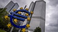The Euro sculpture stands in front of the former headquarters of the European Central Bank (ECB) in Frankfurt, Germany, Tuesday, May 23, 2023.