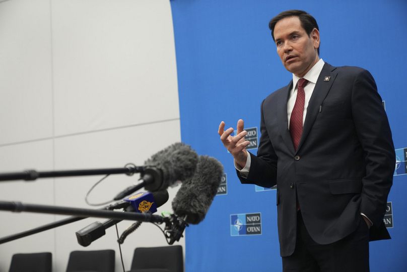 Rubio a brüsszeli NATO külügyminiszteri találkozón, 2025 április 4.
