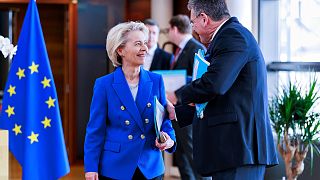 Ursula von der Leyen with Maroš Šefčovic, the European Commissioner for Trade.
