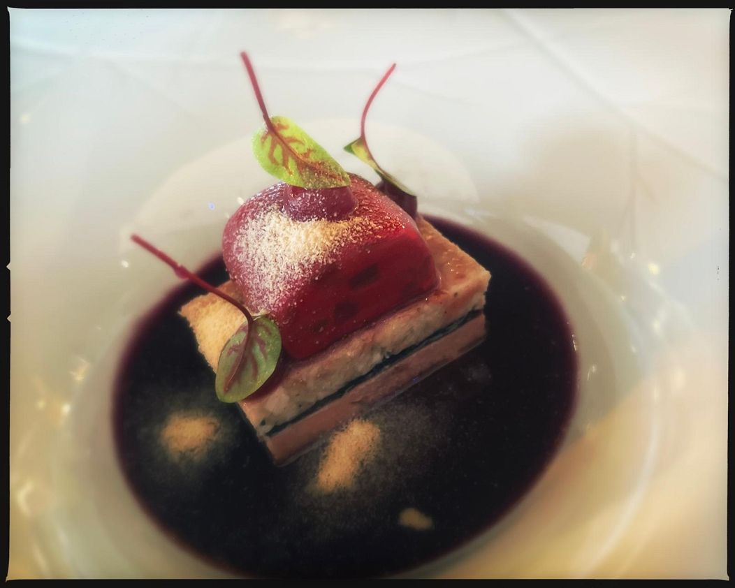 Eel, foie gras and rhubarb
