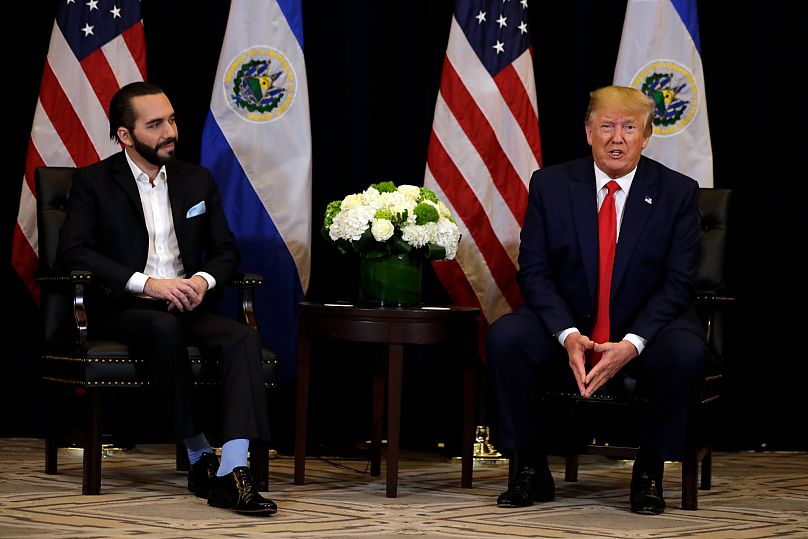 Prezydent Donald Trump spotyka się z prezydentem Salwadoru Nayibem Bukelem podczas Zgromadzenia Ogólnego ONZ, 25 września 2019 r.