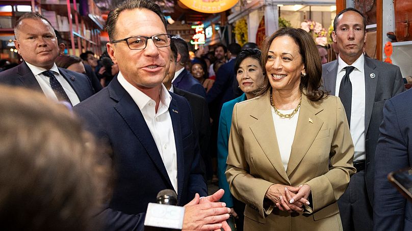 Shapiro és Harris Philadelphiában, 2024 április