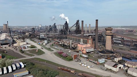The British Steel works in Scunthorpe, North Lincolnshire. 12 April 2025.