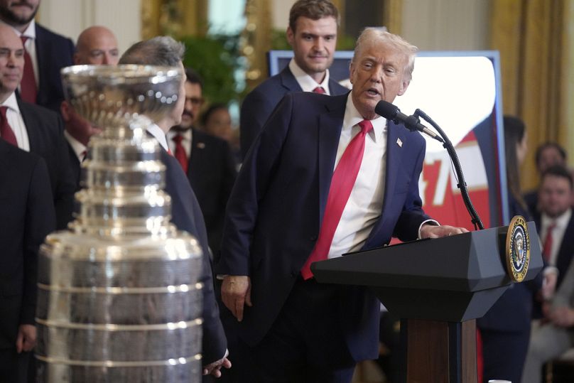 A frissen beiktatott elnök a Fehér Házban fogadta a 2024-es Stanley Kupa-győztes NHL-csapatot, a Florida Pantherst (2025.02.03.)