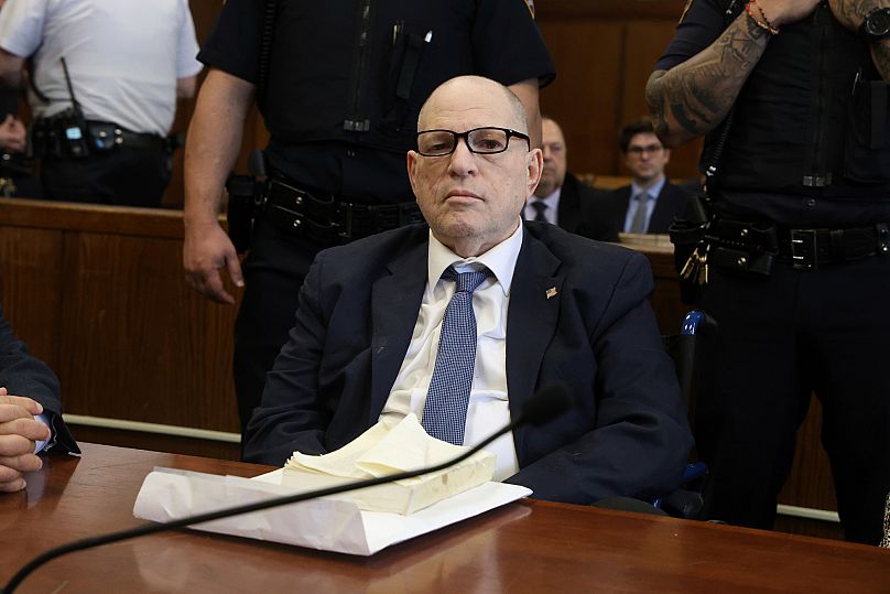 Harvey Weinstein comparece ante la Corte Suprema del Estado para una audiencia en su caso de agresión sexual el miércoles 9 de abril de 2025 en Nueva York.