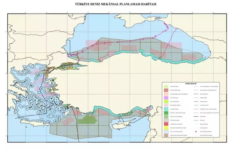 Ο χάρτης για τον Θαλάσσιο Χωροταξικό Σχεδιασμό της Τουρκίας
