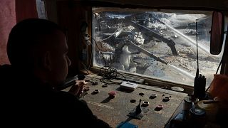 A worker controls extraction of ilmenite in an open pit mine in the central region of Kirovohrad, 12 February, 2025