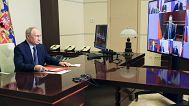 Vladimir Putin at a video conference 18. April 2025.