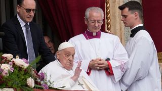 Папа Франциск во время оглашения пасхального послания в Ватикане. 20.04.2025