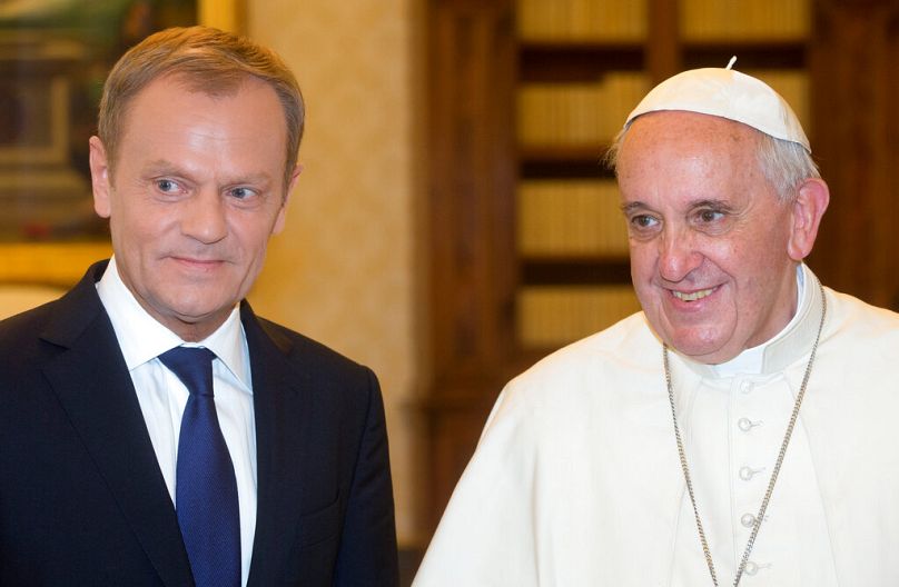 Premier Donald Tusk na audiencji u Franciszka, maj 2014