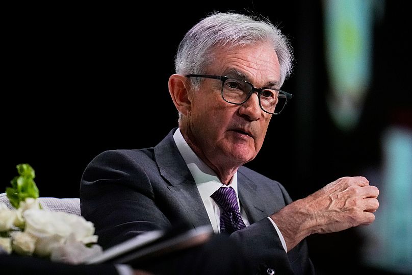 Le président du Conseil des gouverneurs de la Réserve fédérale américaine, Jerome Powell, s'exprime à l'Economic Club of Chicago, le mercredi 16 avril 2025