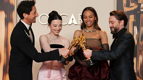 The Academy are implementing new rules for voting, AI and refugee filmmakers - pictured: This years Acting Oscar winners