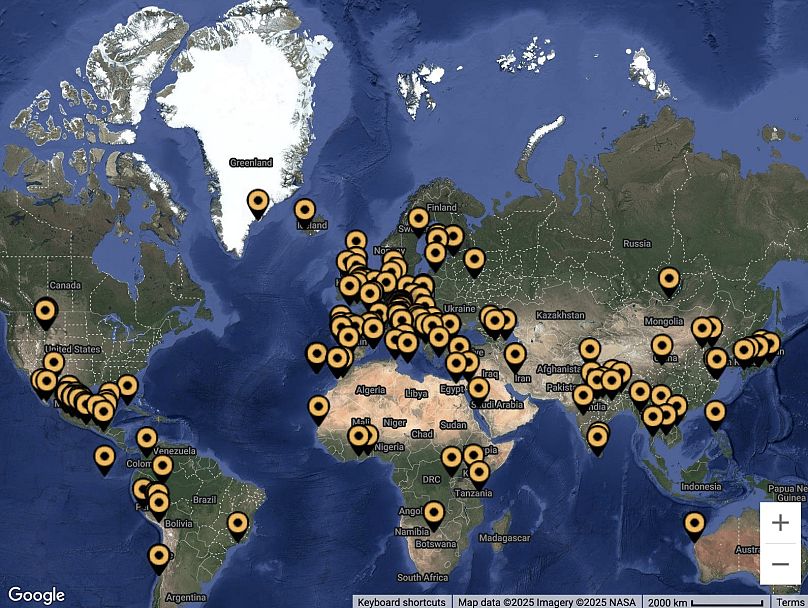Sonic Heritage's map showing the sites of the soundscapes captured