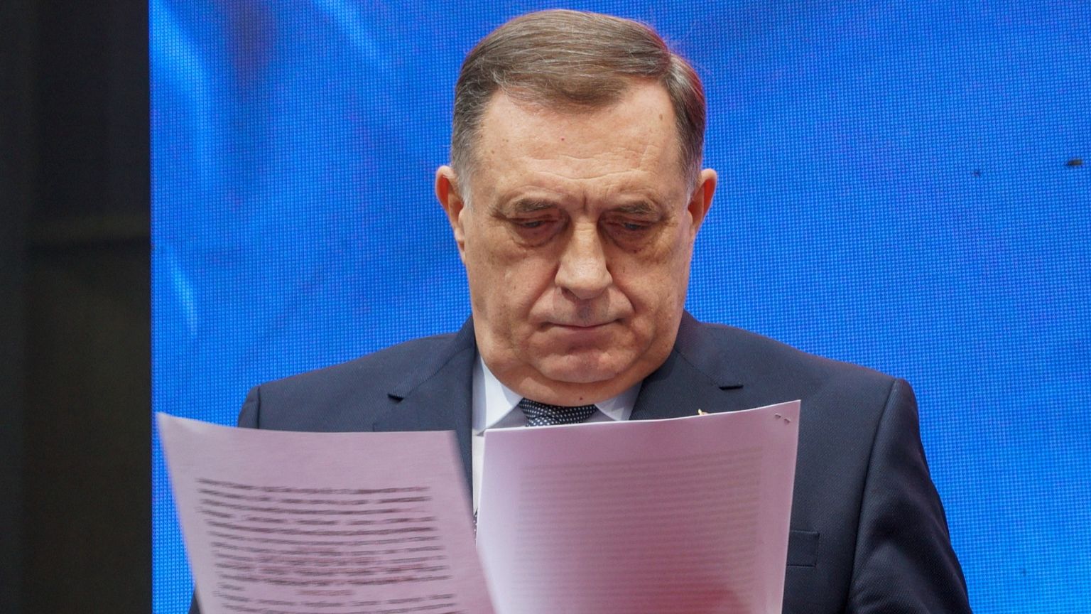 Bosnian Serb President Milorad Dodik at a rally in Banjaluka, 26 February 2025