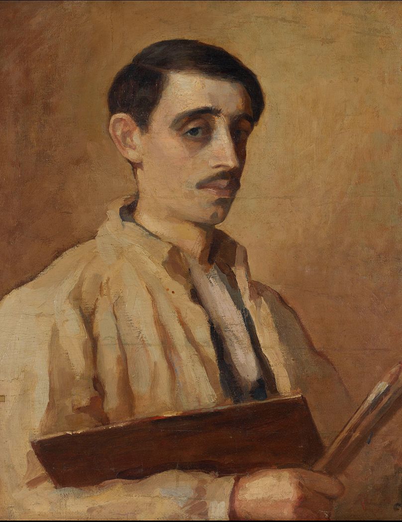 Περικλής Βυζάντιος, Αυτοπροσωπογραφία, 1914, Λάδι σε μουσαμά, 60x50εκ., Ίδιωτική Συλλογή