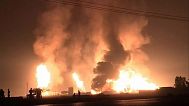 Archives. Image extraite d'une vidéo de l'explosion d'une conduite de gaz 