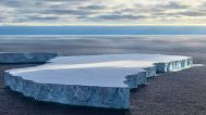 A large tabular iceberg in West Antarctica. 