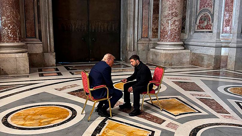 US-Präsident Donald Trump und Amtskollege Wolodymyr Selenskyj im Vatikan. 26. April 2025.