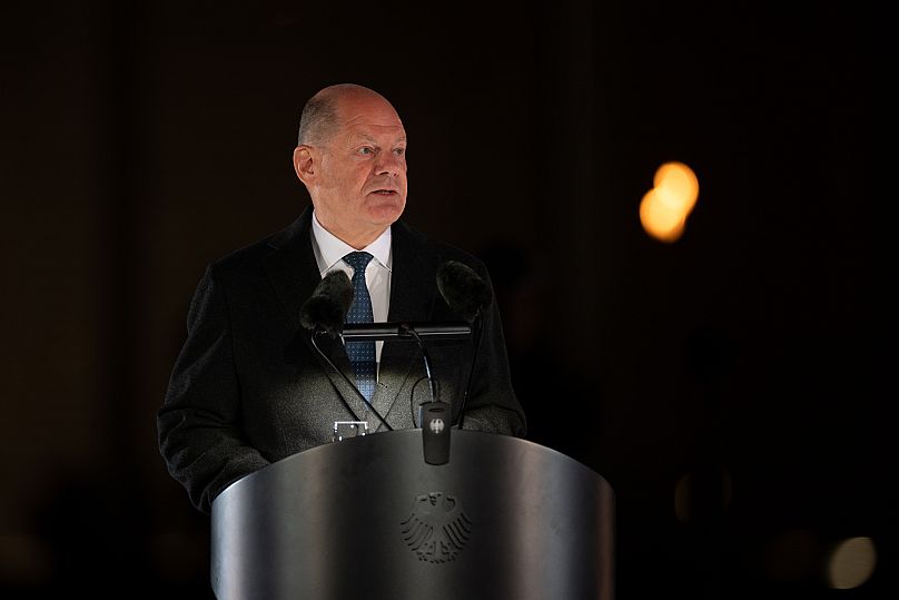 Olaf Scholz bei seiner Rede während des Großen Zapfenstreichs.