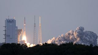 A United Launch Alliance Atlas V rocket with a payload of 27 of Amazon's Project Kuiper internet satellites lifts off from Cape Canaveral, 28 April, 2025