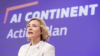 EU Tech Commissioner at the presentation of the AI Continent Action Plan.