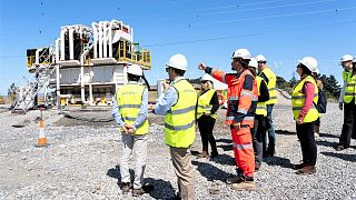 Officials from EU agency CINEA checking progress on 7 April 2025 of the Biscay Gulf electricity interconnector project, supported by a €578 million EU grant