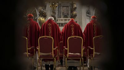 Cardinals attend a mass on the fifth of nine days of mourning for the late Pope Francis in St Peter's Basilica at the Vatican, 30 April, 2025