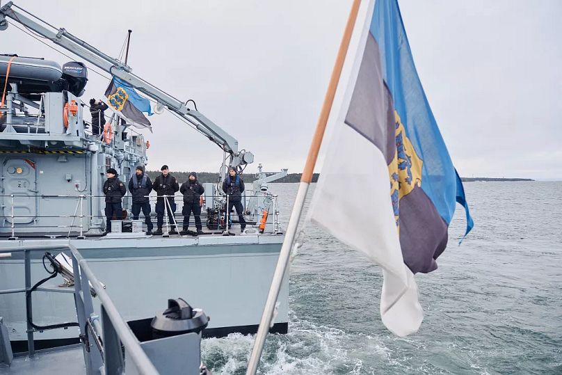 Estnische Marineschiffe in der Ostsee, 9. Januar, 2025