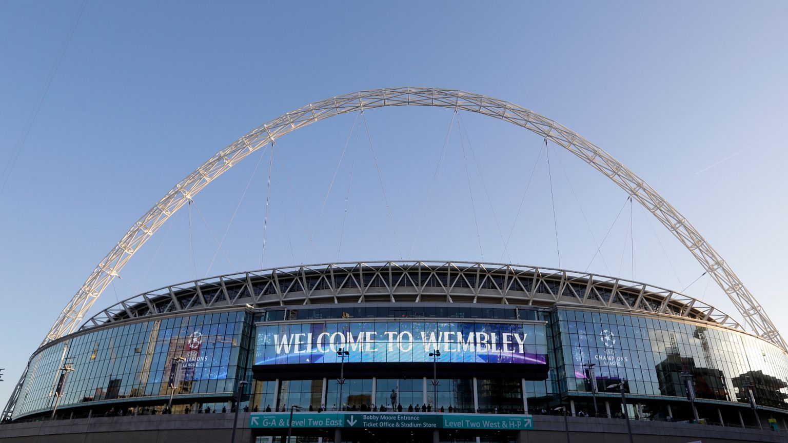 A view of the exterior of Wembley Stadium in London, 3 October, 2018