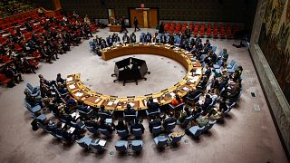A view of the UN Security at the United Nations Headquarters, 25 April, 2025