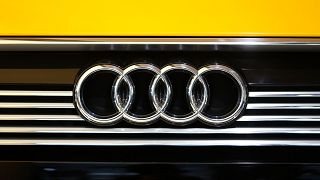 The four ring logo of German car producer Audi is photographed during the annual press conference in Ingolstadt, Germany, Thursday, March 3, 2016. 