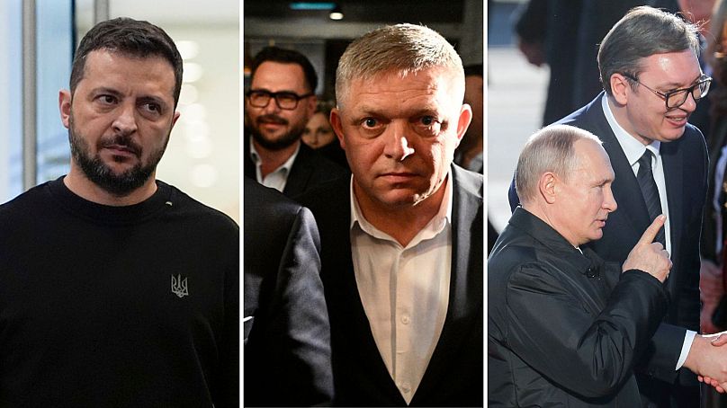Zelenszkij, Fico és Vučić (Putyinnal)