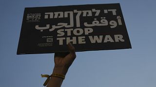 People take part in a protest demanding the end of the war in Tel Aviv, 3 May, 2025