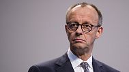 Friedrich Merz, CDU party chairman, addresses the media after reaching an agreement between their parties on a coalition for a new government, Berlin, Germany, April 9, 2025