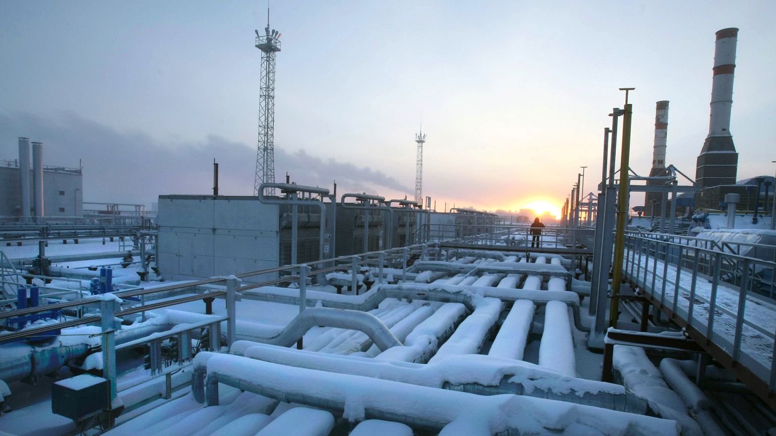 A view of the Yuzhno Russkoye natural gas field facility in Siberia, 18 December, 2007
