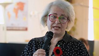 Ekaterina Barabash attended a press conference at Reporters Without Borders (RSF) headquarters in Paris on Monday.