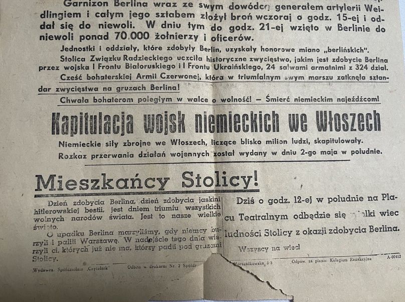 Чрезвычайное приложение к выпуску Życia Warszawy от 3 мая 1945 года.