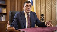 Presidential candidate George Simion speaks during an interview in Bucharest, 6 May, 2025