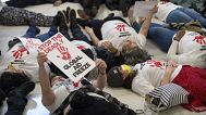Demonstrators protest against cuts to American foreign aid spending on Capitol Hill, 26 February, 2025
