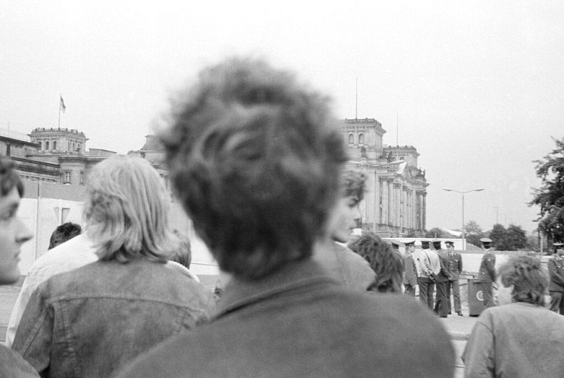 East German police prevented East Berlin youths from listening to a rock concert British pop star David Bowie gave on the west side of the Berlin wall, June 8, 1987.